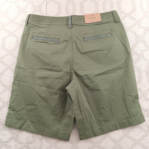 LLBean Favorite Fit Lake Washed Embroidered Shorts Deep Olive Women Size 10 - Picture 2 of 9